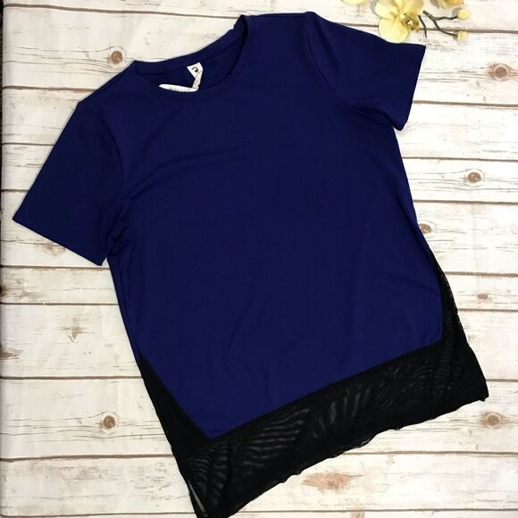 Fabletics Valencia Short-Sleeve Tee Top Blue Black Size Medium - Picture 7 of 9